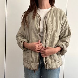 Zara oversized olive quilted jacket S